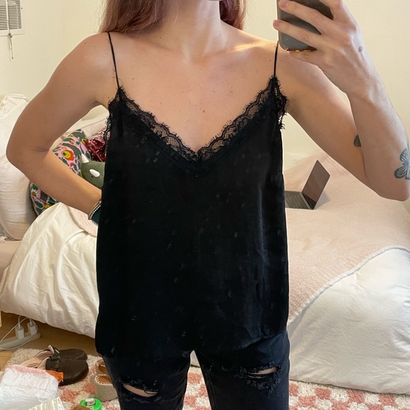 Flowy black lace top fits XS-M - Picture 2 of 5